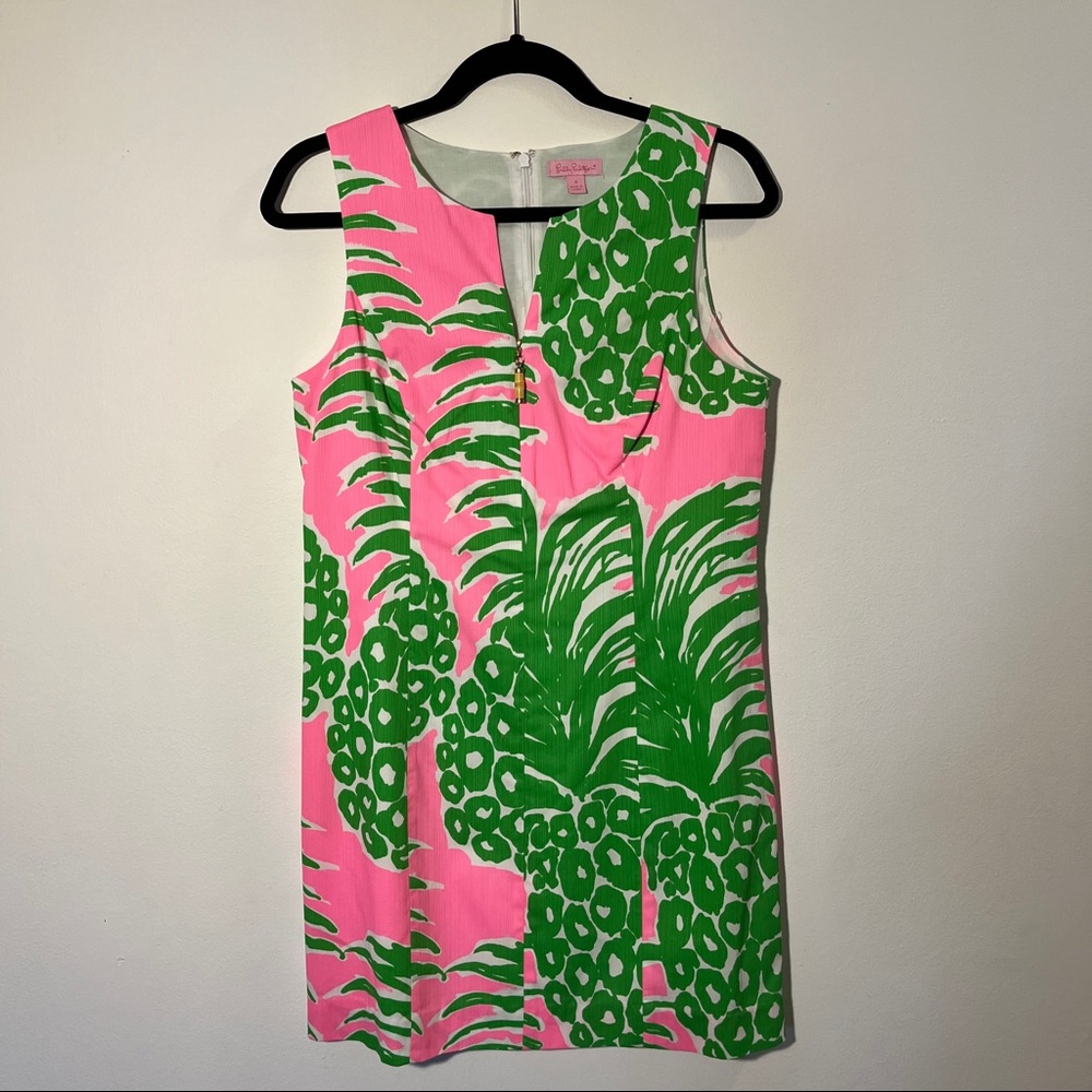 Lilly Pulitzer pink and green pineapple shift dress